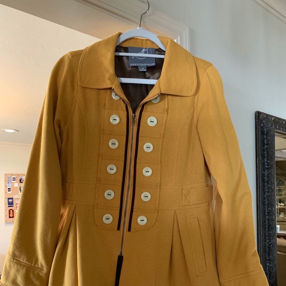 Knitted Dove Mustard Jacket - Size Medium
